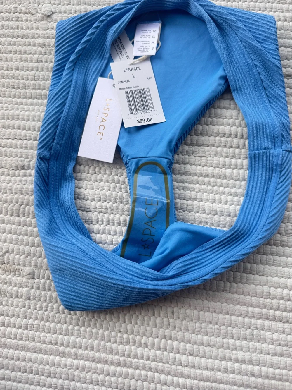 L*Space Peyton Ribbed Bikini Set NWT Large Cornflower Blue